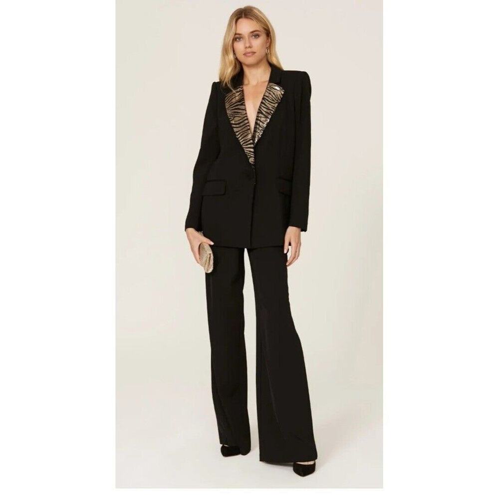 RTR sz 2(XS) badgley mischka zebra sequin lapel blazer animal print NEW YEARS